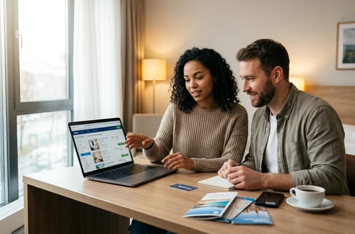Meridian loan advisor reviewing documents with client